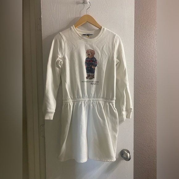 Polo Ralph Lauren Other - Polo Ralph Lauren Teddy Bear Sweatshirt Long Sleeve Winter Dress Girls Sz XL 16